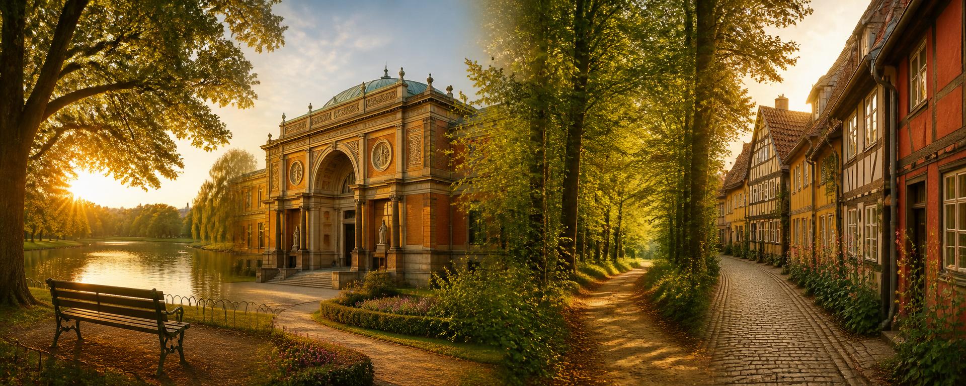 Park, museum, skovsti og gammel købstadsgade